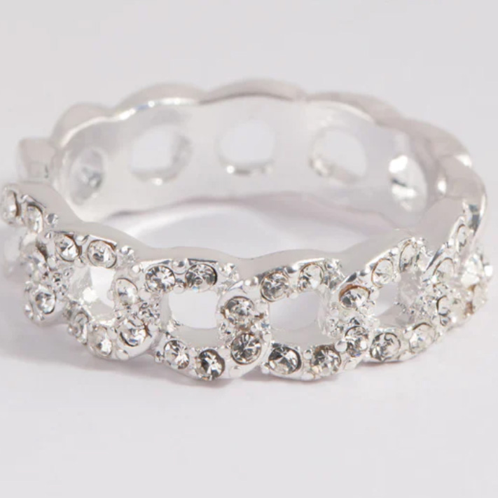Furnizorii de bijuterii personalizate oferă serviciul OEM ODM Silver Diamante Link Ring