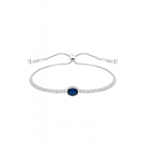 custom made jewerly Silver Plate Cubic Zirconia Blue Stone Toggle Bracelet