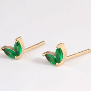 cz silver jewelry wholesale Gold Plated Sterling Silver Cubic Zirconia Dolphin Tail Stud Earrings