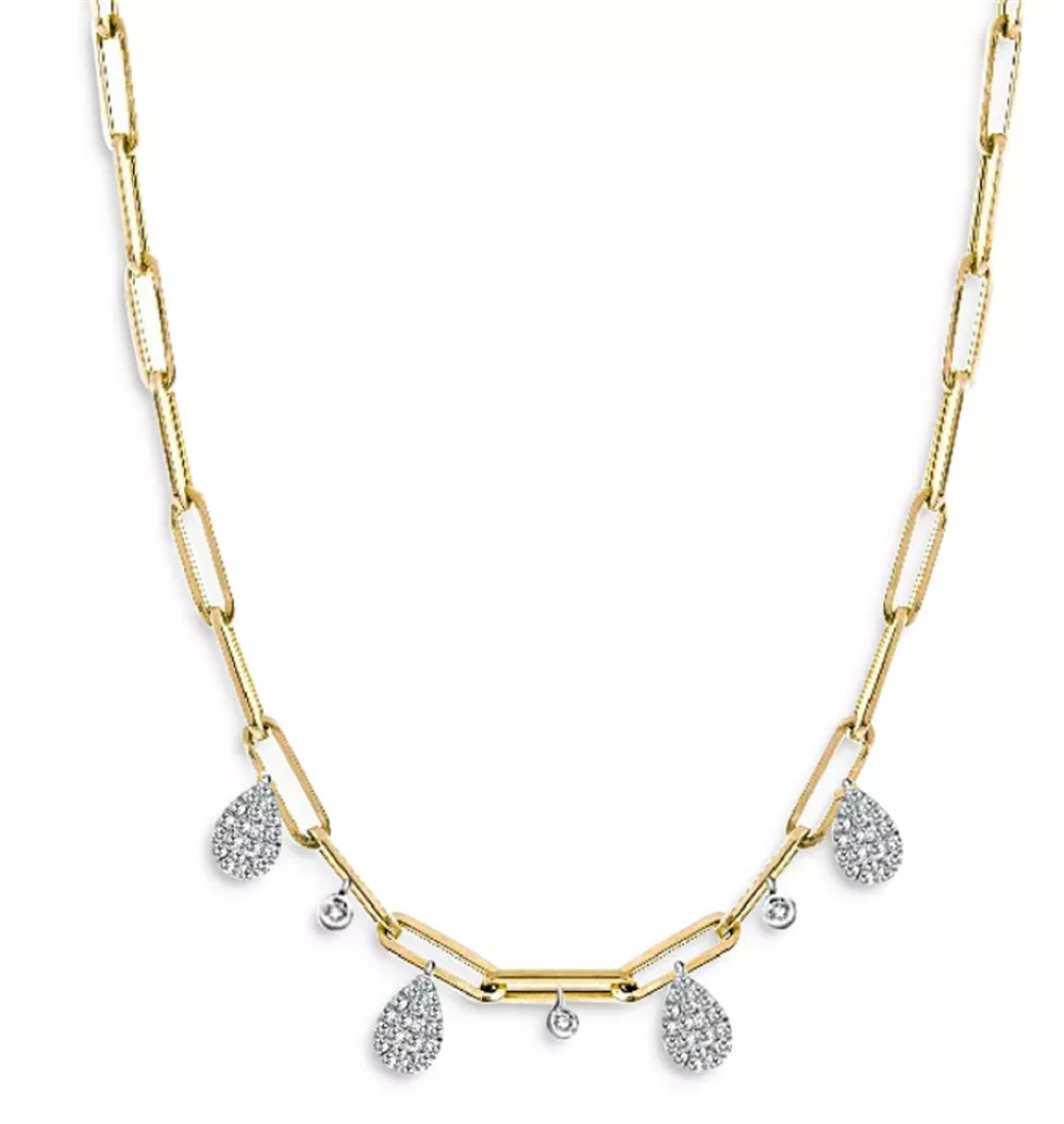 Luxembourg 925 Produsen Perhiasan Perak Dibuat Sesuai Pesanan 14K Kuning Emas Vermeil Kalung Tautan Persegi Panjang dengan Zirkonia Kubik
