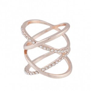 manufacturers of 925 silver jewelry Rose Gold Diamante Double Crossover Ring