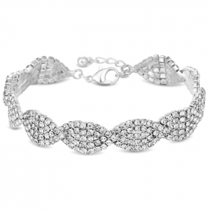 odm jewellery manufacturers india Jon Richard Silver Plated Clear Crystal Diamante Petal Bracelet