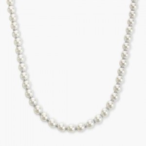 joias oem Pearl Rondelle Necklace_Silver fornecedor