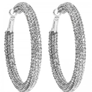 Outsourcen Sie den Hersteller von kundenspezifischem Schmuck MOOD Silver Crystal Pave Tube Hoop Earring