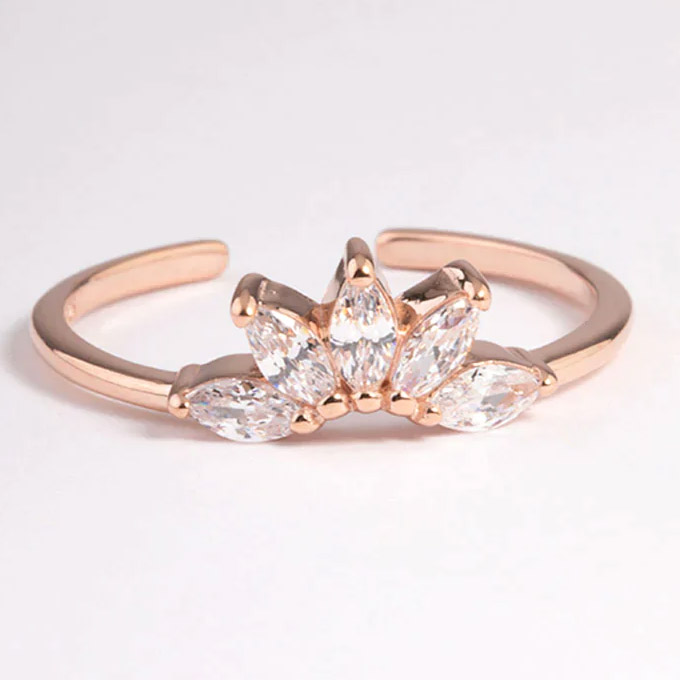 private label jewelry wholesaler custom rose gold sterling plated Fan CZ Nest Ring