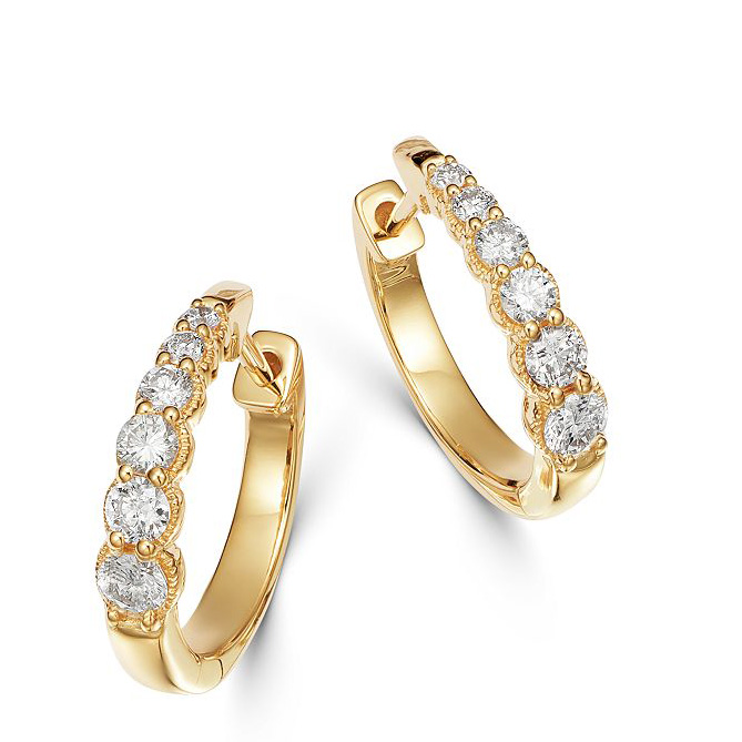 wholesale gold jewelry suppliers philippines custom Diamond Graduated Hoop Earrings in 14K Gold Vermeil